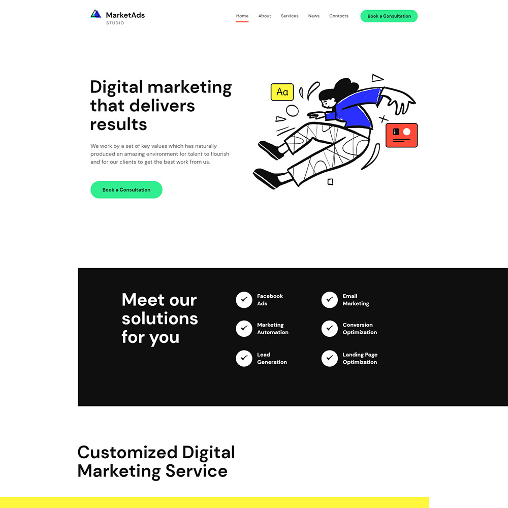MarketAds - L'un des modèles de marketing numérique moderne Thème WordPress