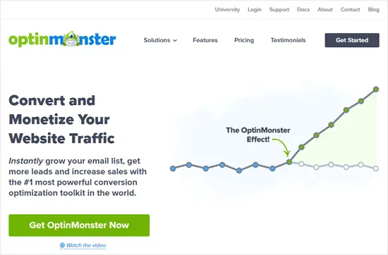 La page d'accueil d'OptinMonster
