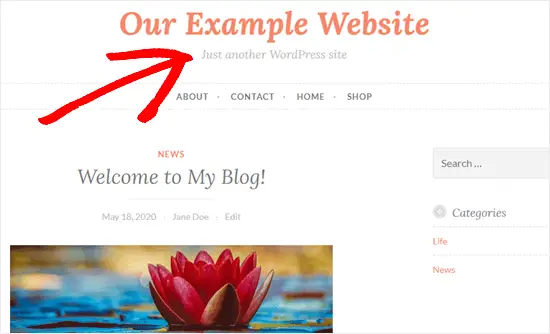 Un exemple du texte `` Juste un autre site WordPress '' affiché sur un site Web