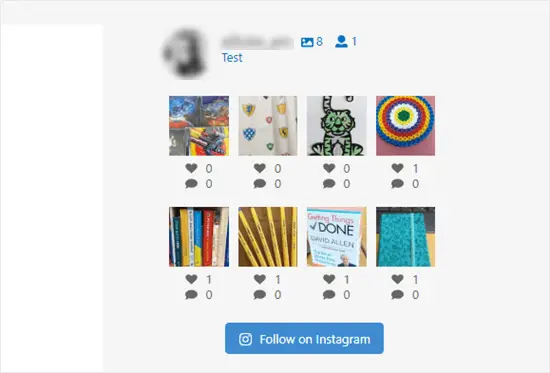 Les photos Instagram dans la barre latérale sans légendes
