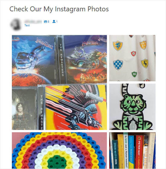 Les photos Instagram sur le site, disposées dans une mise en page Highlight