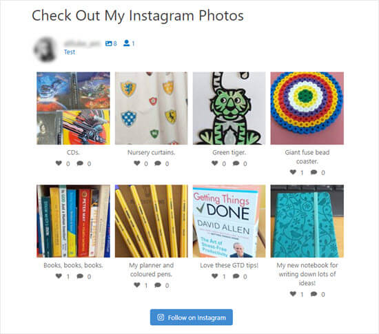 Affichage de vos photos Instagram sur votre site