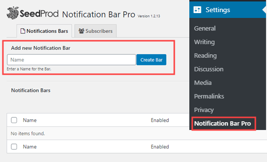 Créer une barre de notification dans SeedProd