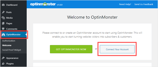 Connectez votre site WordPress à votre compte OptinMonster