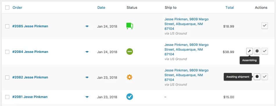 capture d'écran du plugin WooCommerce Order Status Manager