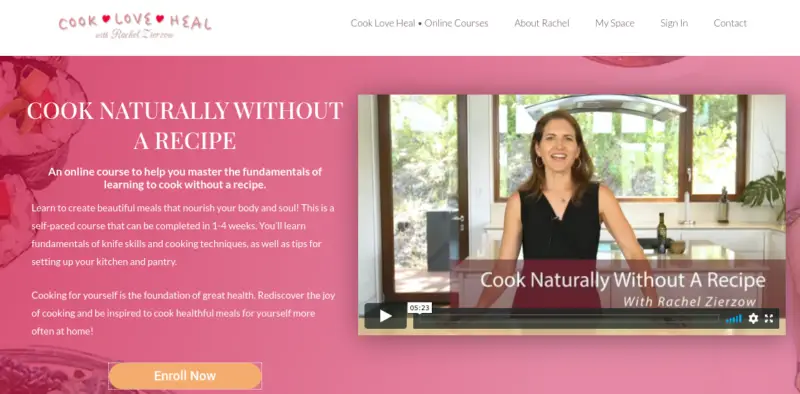 Un cours en ligne sur le site Web de Cook Love Heal.