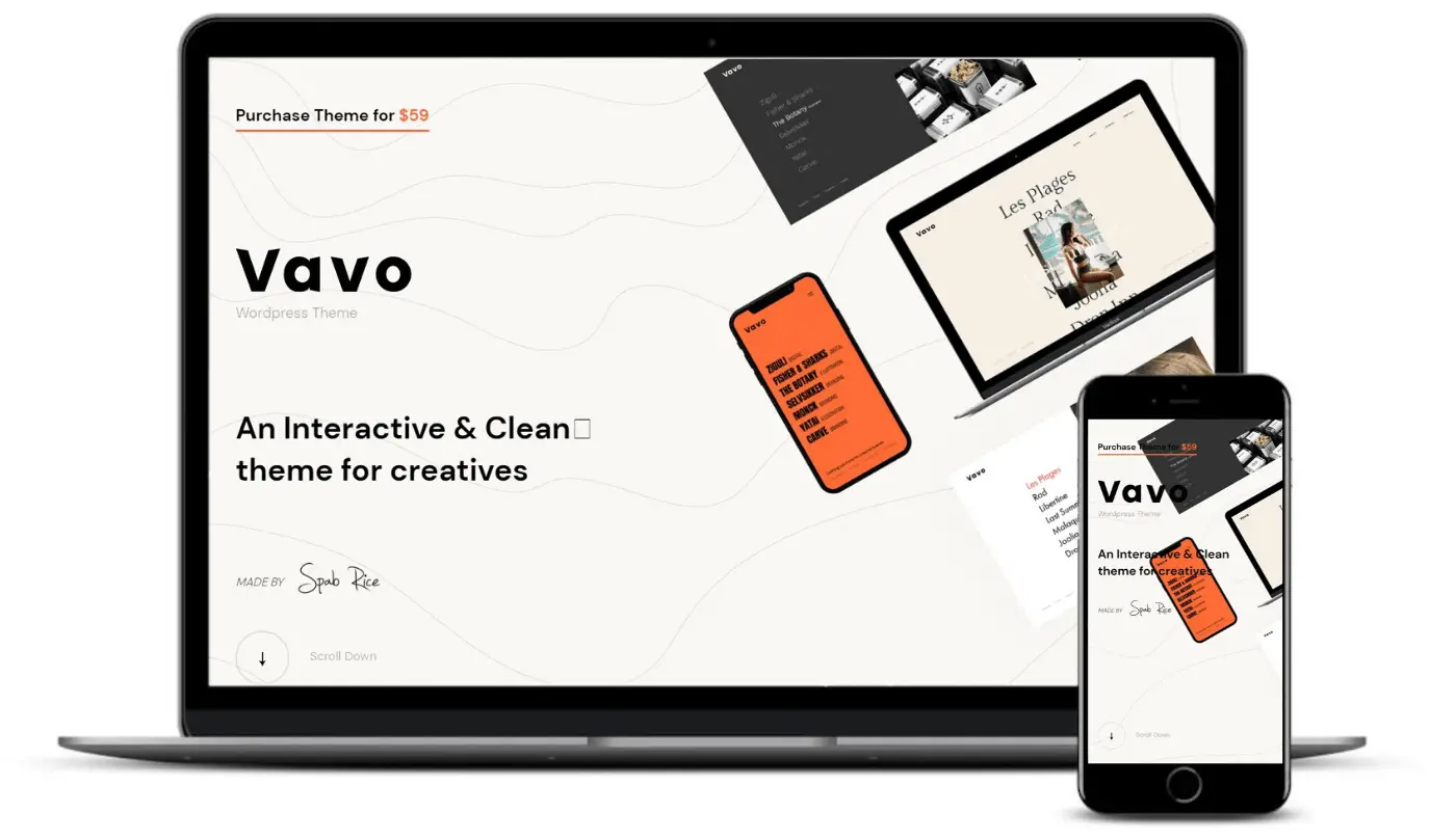 Vavo est l'un des meilleurs thèmes WordPress de portefeuille en raison de son look moderne.