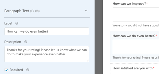 Editing the new feedback box that you've created in WPForms