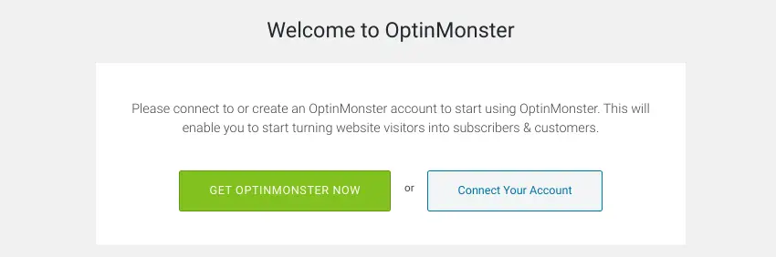 L'invite de message de bienvenue du plugin OptinMonster WordPress.
