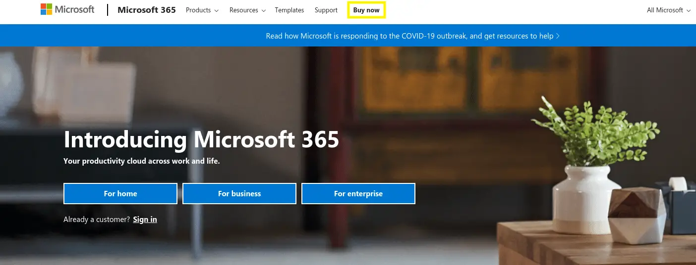 Le site Web Microsoft 365 - un autre excellent endroit pour créer une adresse e-mail professionnelle