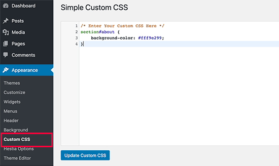 CSS personnalisé simple