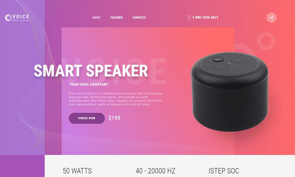 Modèle HTML Voice Smart Speaker 