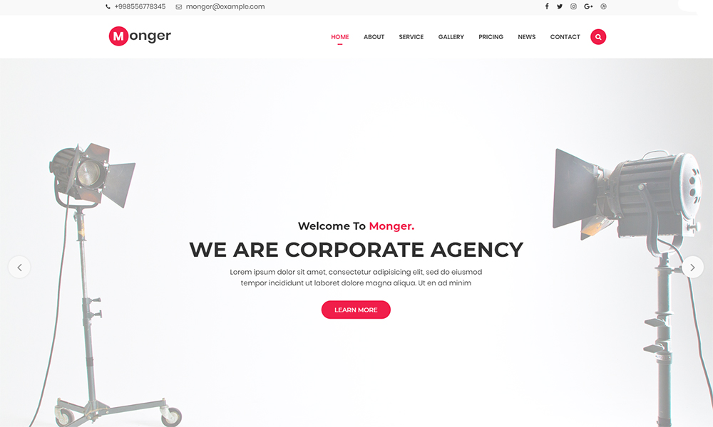 Monger - Thème WordPress d'une page