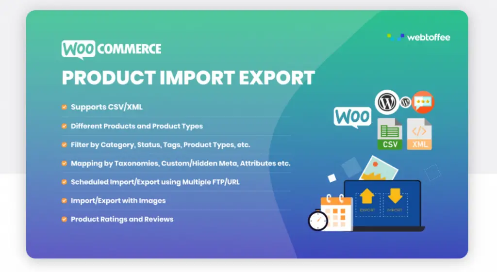 plugins d'exportation d'importation de produits woocommerce