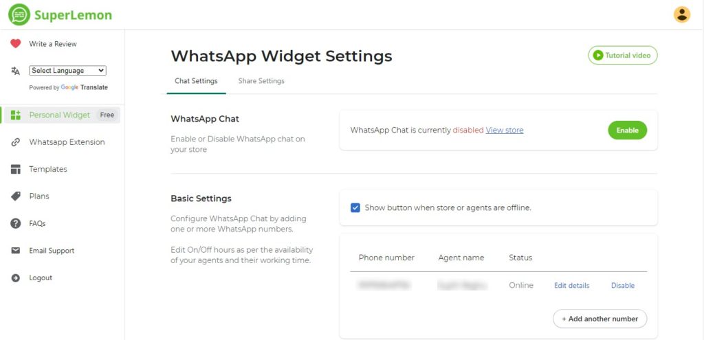 Application de support SuperLemon WhatsApp pour améliorer les conversions sur Shopify 12