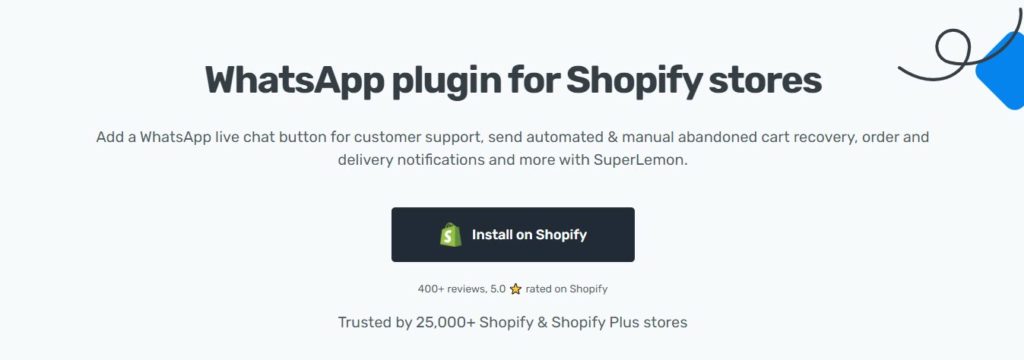 Application de support SuperLemon WhatsApp pour améliorer les conversions sur Shopify 2
