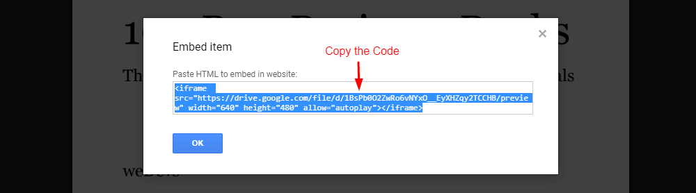 Copiez le code HTML