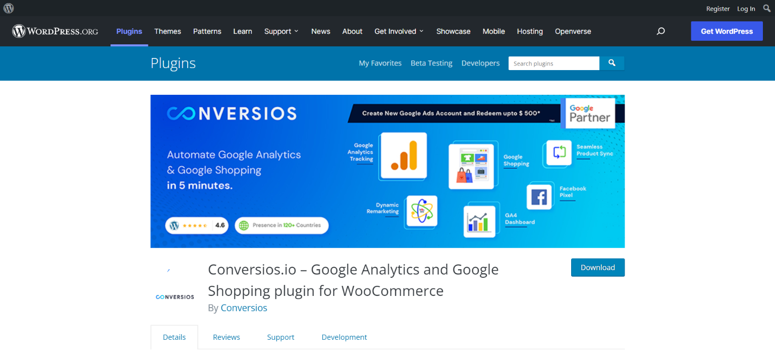 Plugin Google Shopping pour WooCommerce par Conversios.io