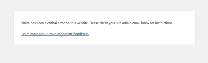 Erreur critique dans WordPress
