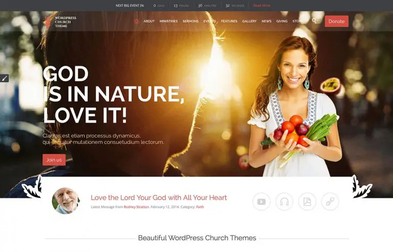 27 thèmes WordPress pour une belle et propre église, 2018 45