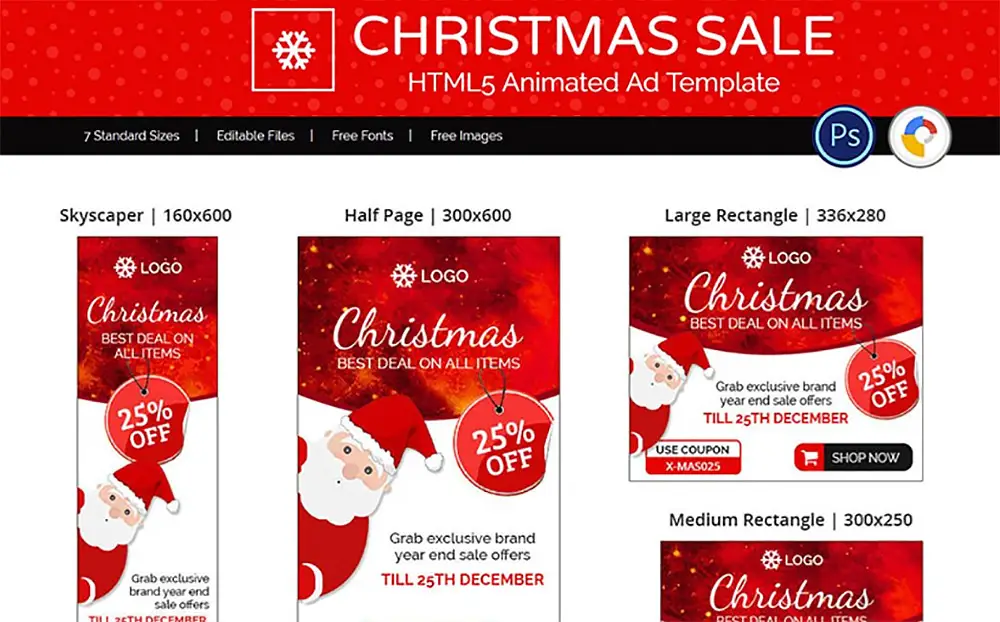 Shopping et commerce électronique | Bannière animée d'annonces de vente de Noël