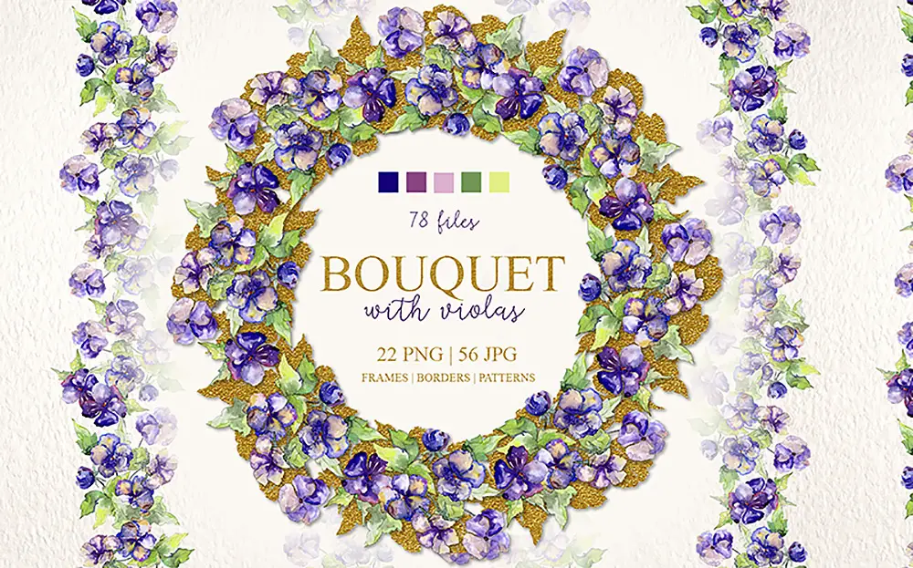 Bouquet avec altos PNG Set aquarelle Illustration