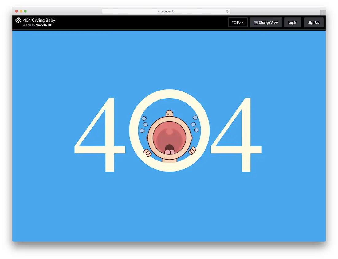 Modèle de page d'erreur 404 bébé qui pleure gratuitement