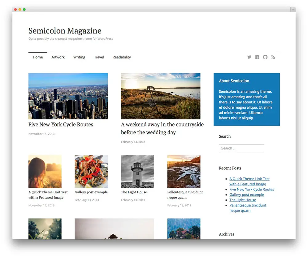 Semicolon - free magazine theme