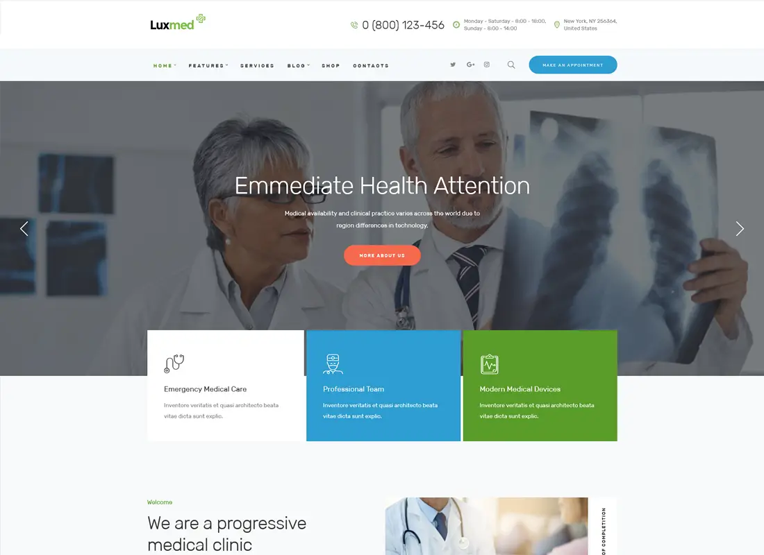 LuxMed - Thème WordPress pour le secteur de la médecine et des soins de santé