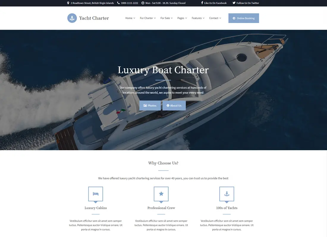 Yacht Charter | Thème WordPress