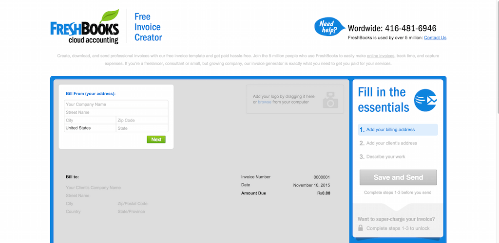 Modèle de facture gratuit et générateur de facture personnalisé de FreshBooks