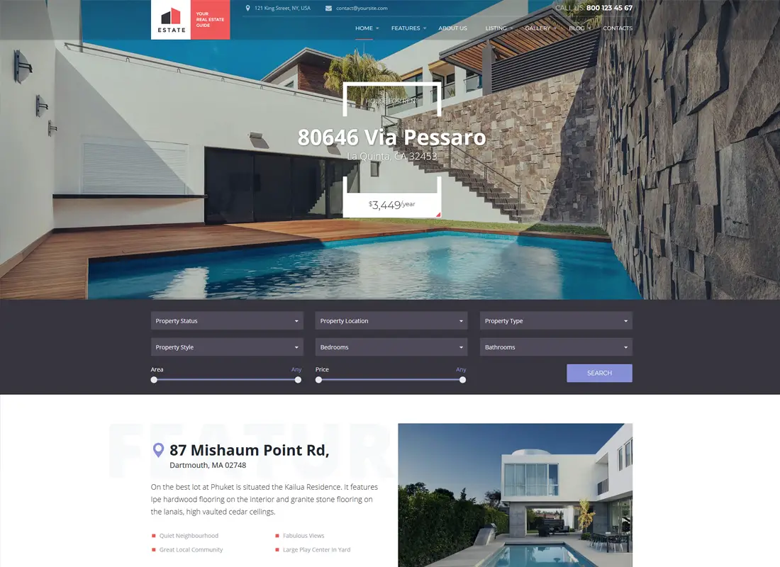 Immobilier | Ventes de propriété et location Thème WordPress + RTL