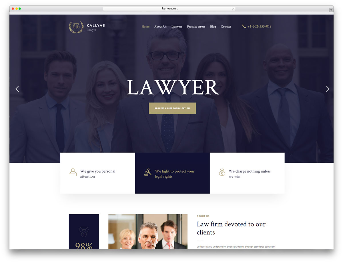 30 meilleurs thèmes WordPress pour avocats à l'intention des cabinets d'avocats et des avocats 2018 17