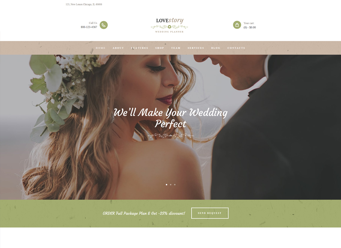 Love Story - Un thème WordPress de belle planification de mariage et d'événements