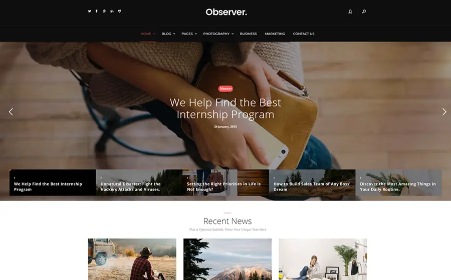 Daily Observer - Thème WordPress pour un magazine, une revue et des actualités moderne