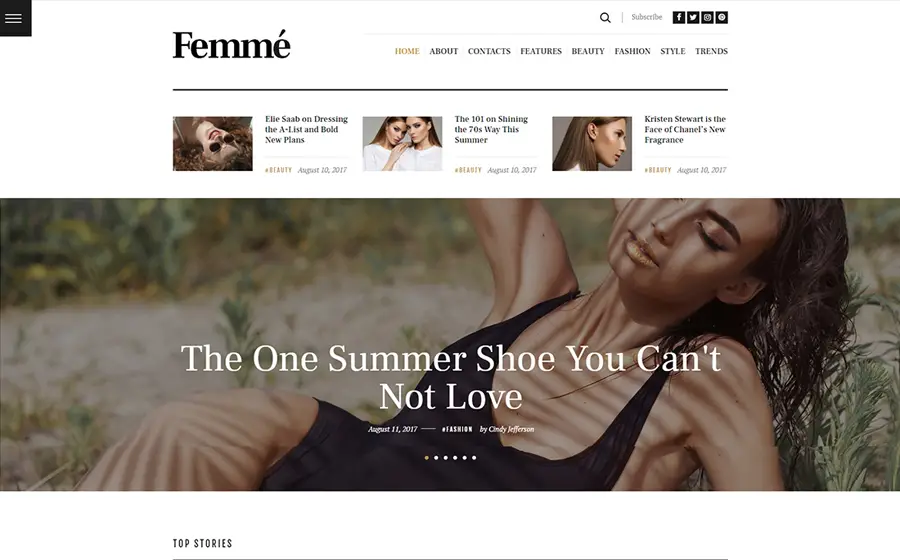 Femme - Thème WordPress pour un magazine en ligne et un blog de mode