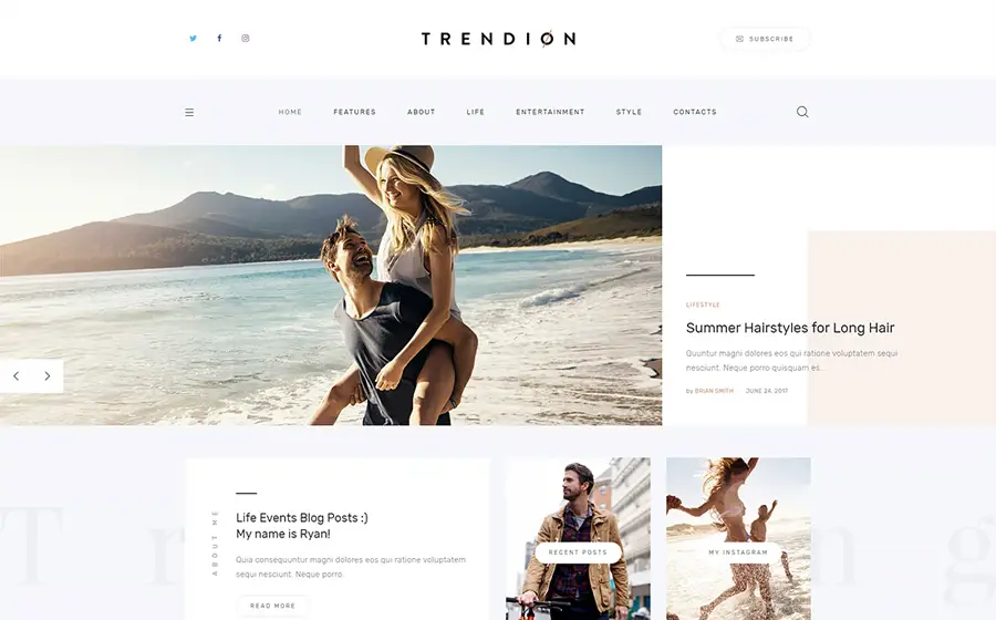 Trendion | Un thème personnel de blog et de magazine de style de vie WordPress