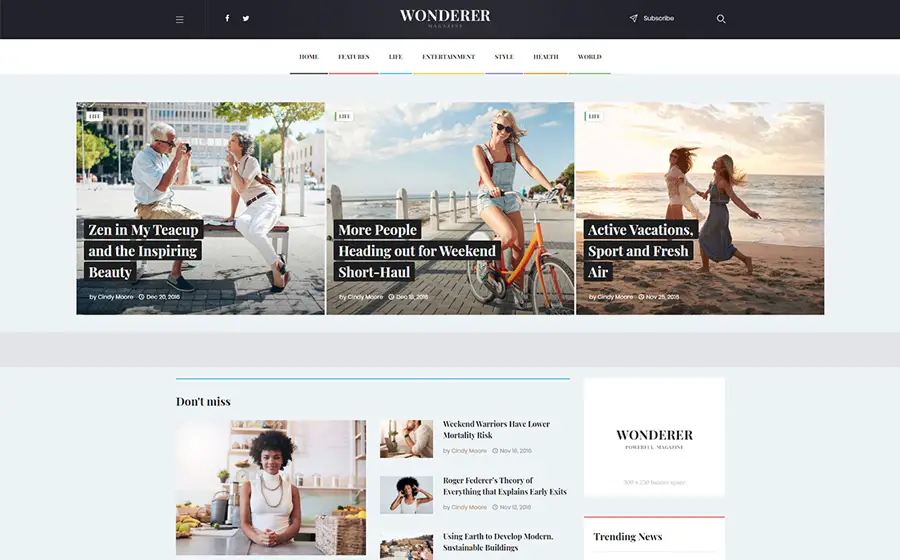 Wonderer | Blog personnel & Magazine Thème WordPress