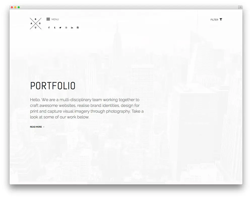 ROUA minimal portfolio theme