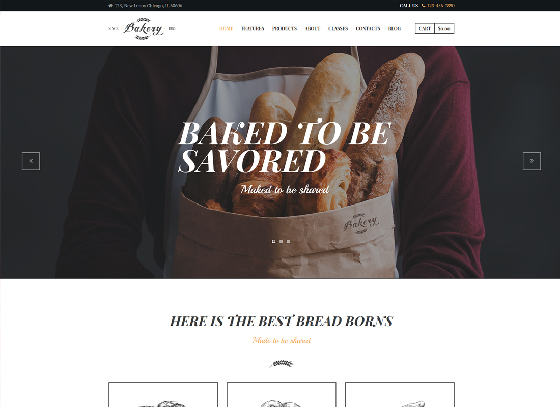 Thème WordPress pour boulangerie, café et pâtisserie