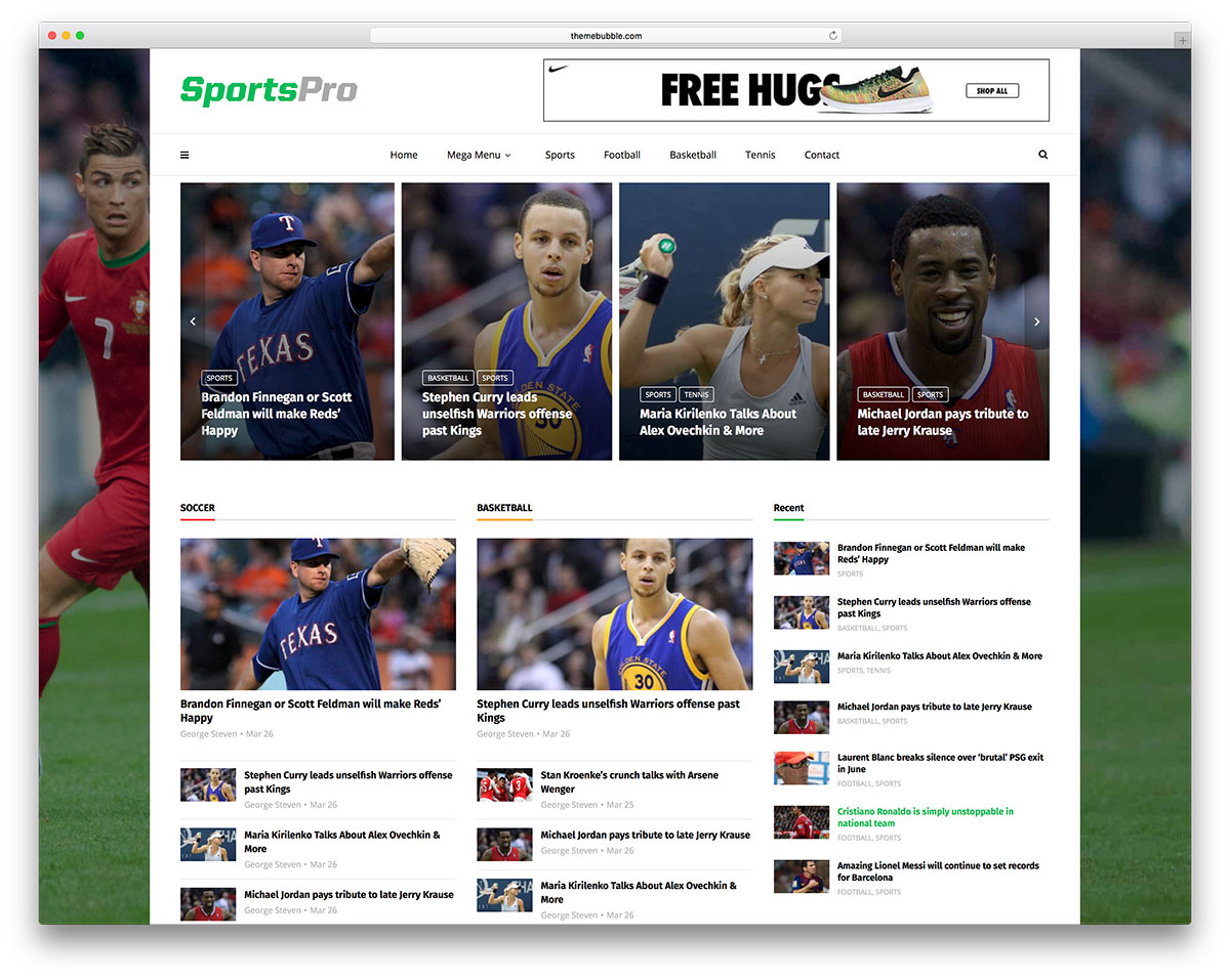 Meilleurs thèmes sportifs WordPress pour les magazines et les équipes sportives 2019 7