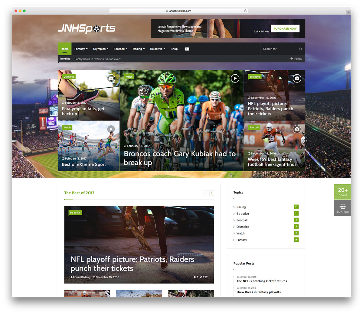 Meilleurs thèmes sportifs WordPress pour les magazines et les équipes sportives 2019 21