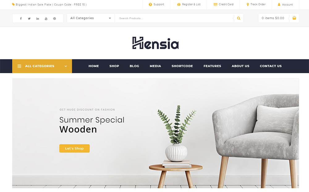 Hensia - Thème WooCommerce de magasin de meubles