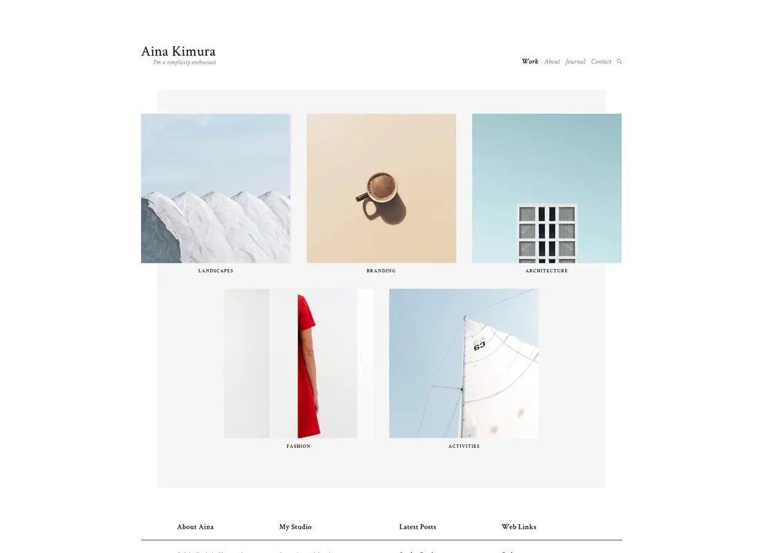 Aina - Thème WordPress pour portfolio et photographie Minimal
