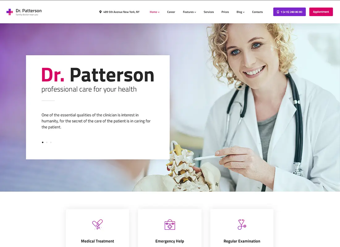 Dr.Patterson - Thème WordPress pour le domaine de la médecine et des soins de santé