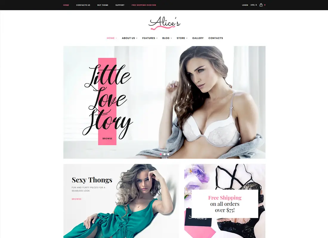 Alice | Thème WordPress pour magasin de lingerie et mode boutique