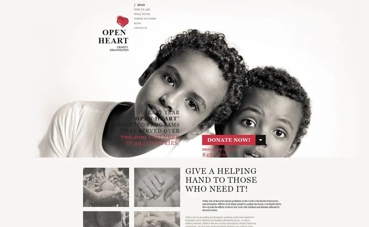 Open Heart Charity Organisation Conception de site Web image