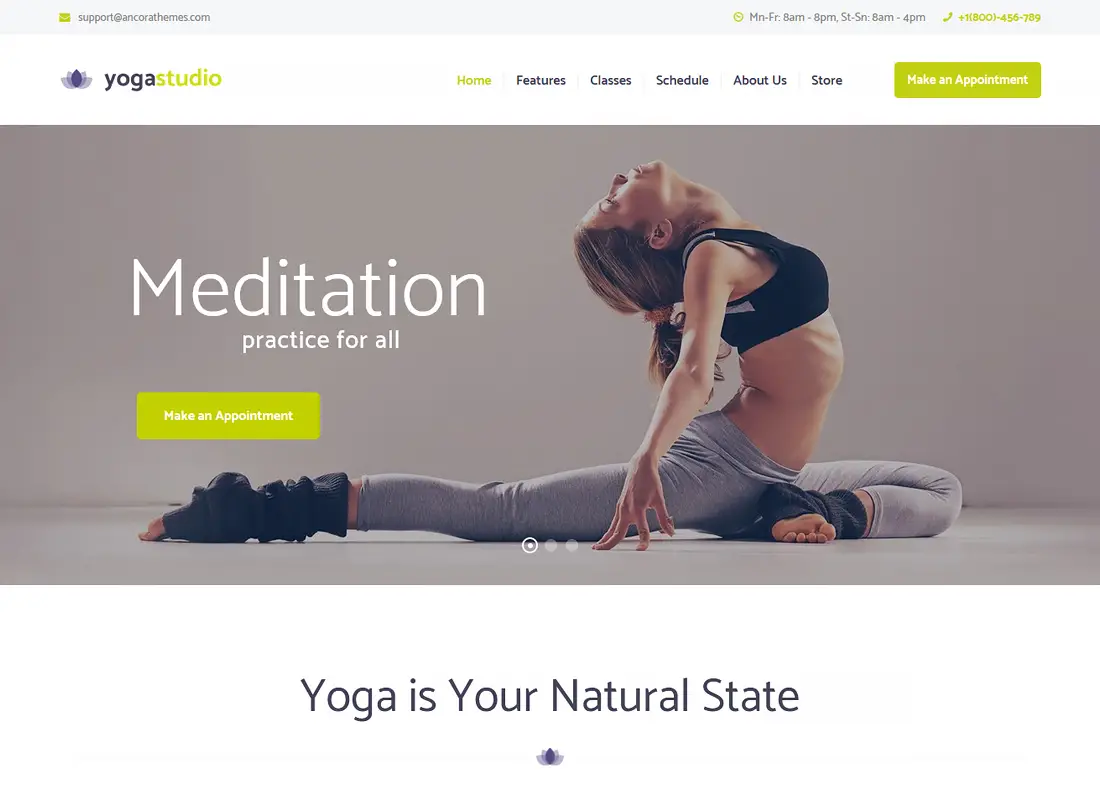 Thème WordPress pour Yogastudio, Gym and Healthcare