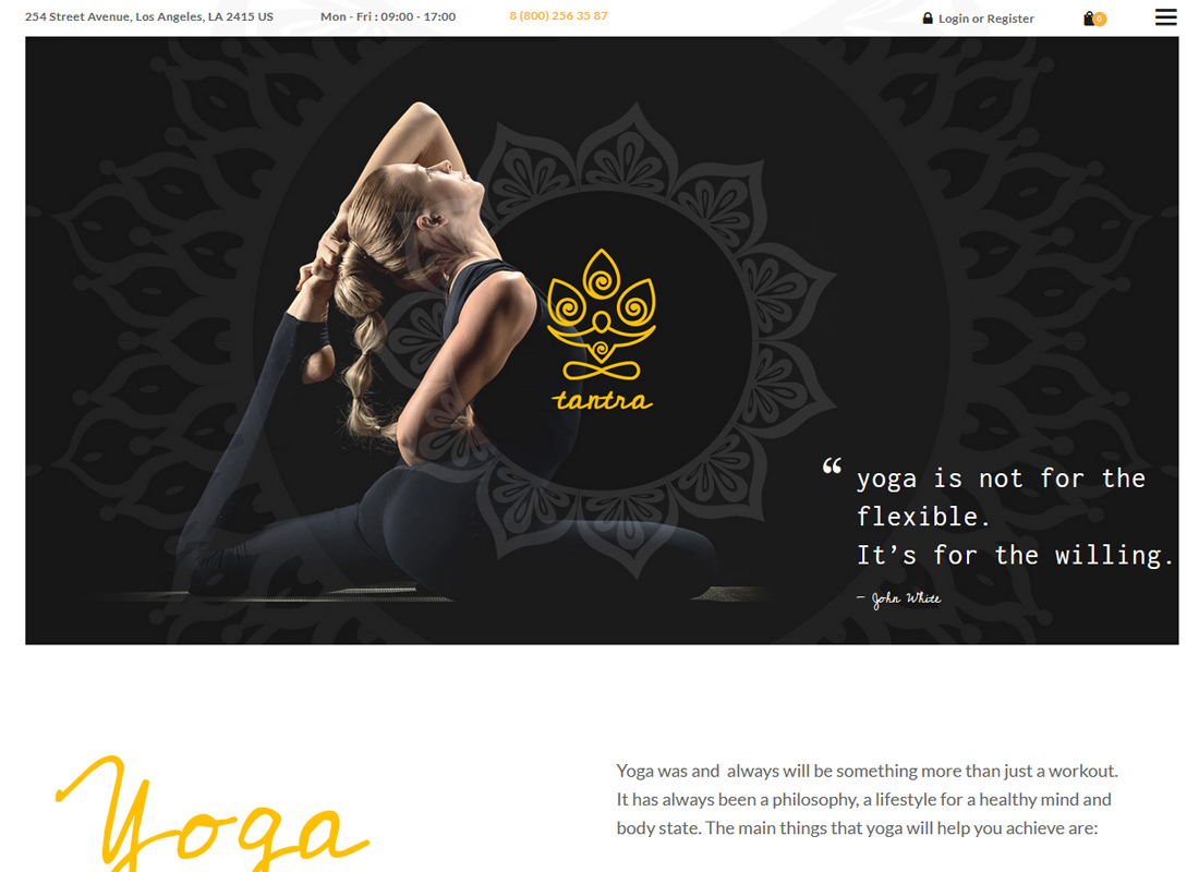 Tantra - Un thème WordPress pour un studio de yoga et de fitness