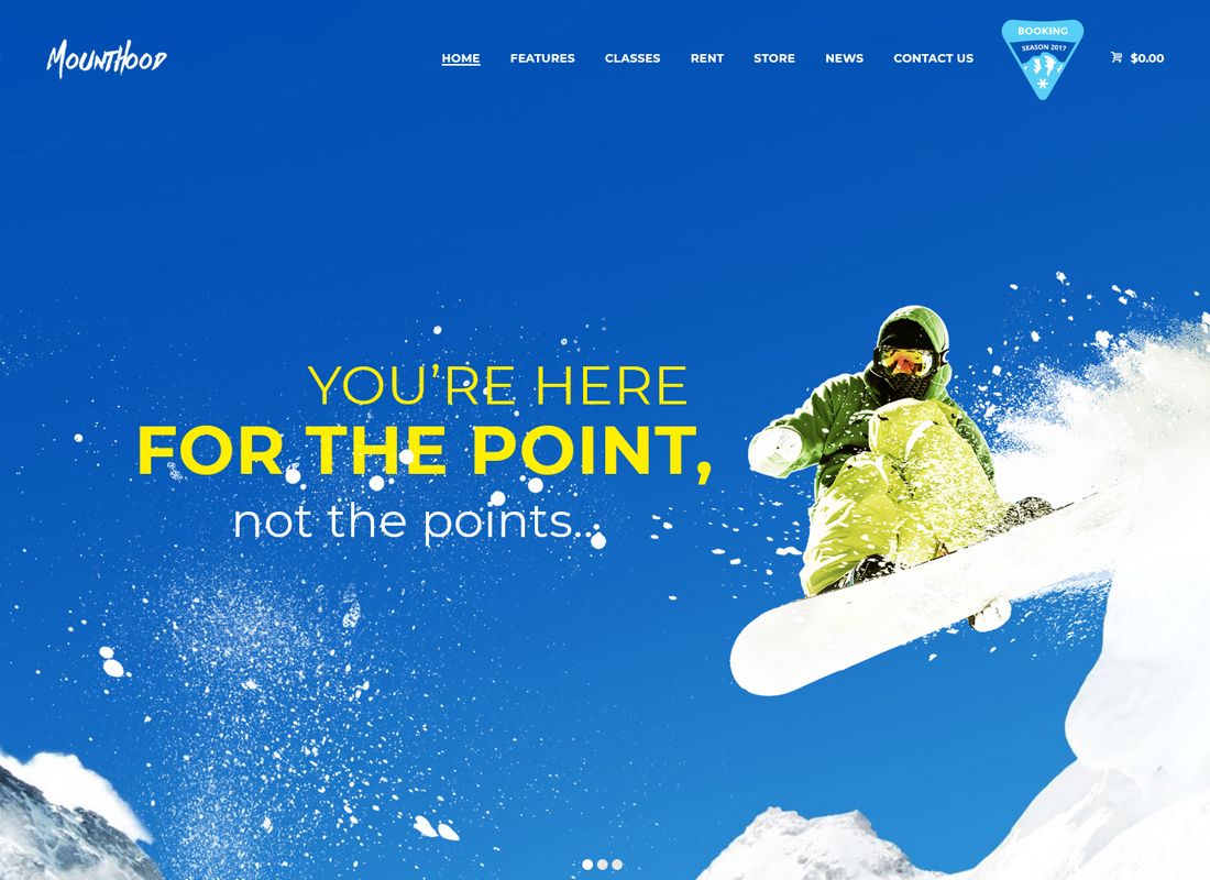 Mounthood - Un thème WordPress pour une école de ski et de snowboard moderne